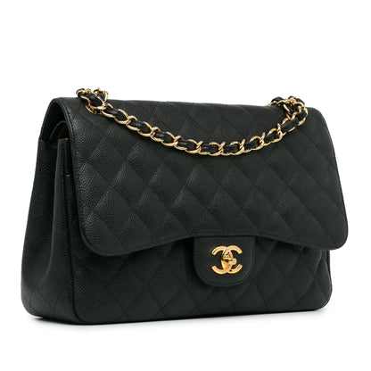 Chanel Jumbo Classic Caviar Double Flap (SHG-sybvnq)