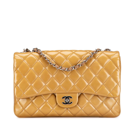 Chanel Jumbo Classic Patent 3 Compartment Flap (SHG-YA4Qjj)