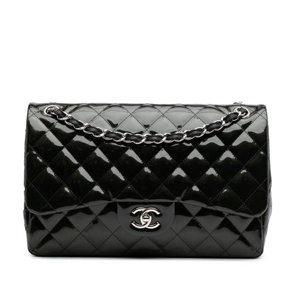 Chanel Jumbo Classic Striped Patent Double Flap