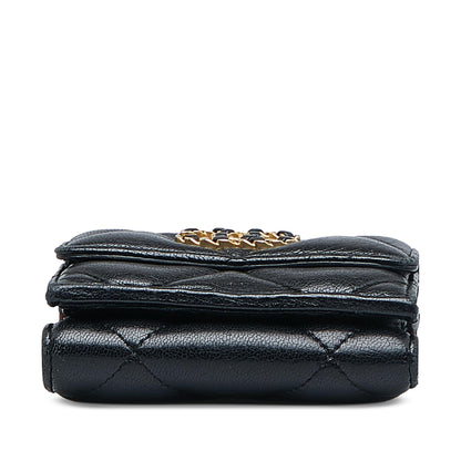Chanel Lambskin 19 Flap Trifold Compact Wallet (SHG-v7K0nI)