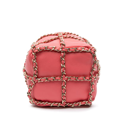 Chanel Lambskin CC Chain Frame Drawstring Bucket Bag