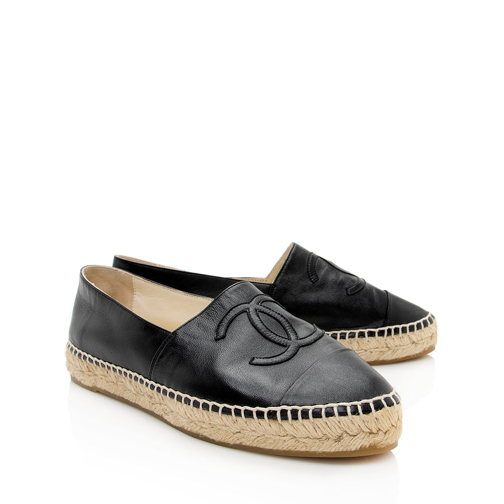 Chanel Lambskin CC Espadrilles - Size 7 / 37 (SHF-19084)