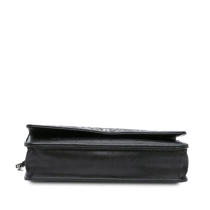 Chanel Lambskin Camellia Embossed Wallet On Chain