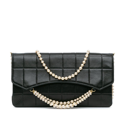 Chanel Lambskin Chocolate Bar Pearl Chain Flap