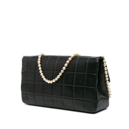Chanel Lambskin Chocolate Bar Pearl Chain Flap