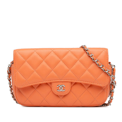 Chanel Lambskin Flap Phone Holder with Chain