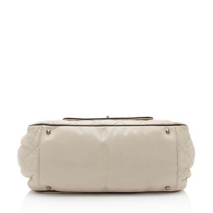 Chanel Lambskin Mademoiselle Lock East West Accordion Shoulder Bag (SHF-L7kNwO)