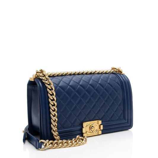Chanel Lambskin Old Medium Boy Bag (SHF-lx1VjZ)