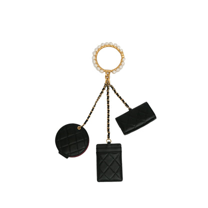 Chanel Lambskin Pearl Crown CC Wristlet Multi Pouches (SHG-ZnqXOL)