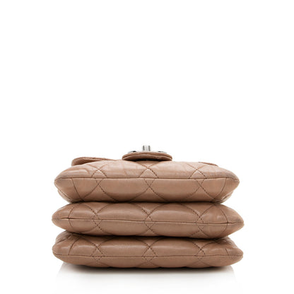 Chanel Lambskin Three Accordion Mini Flap Bag (SHF-16432)