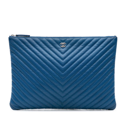 Chanel Large CC Chevron Caviar O Case Clutch