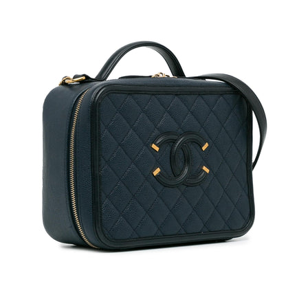 Chanel Large Caviar CC Filigree Vanity Case (SHG-JUihwi)