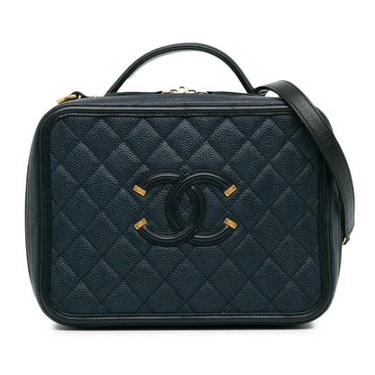 Chanel Large Caviar CC Filigree Vanity Case (SHG-JUihwi)