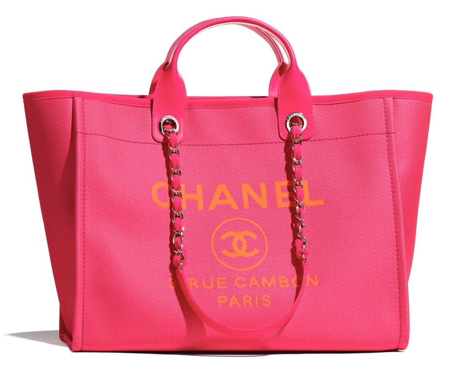 CHANEL DEAUVILLE MIXED FABRIC LARGE TOTE