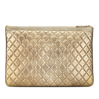 Chanel Large Lambskin Boy O Case Clutch (SHG-SszkxH)