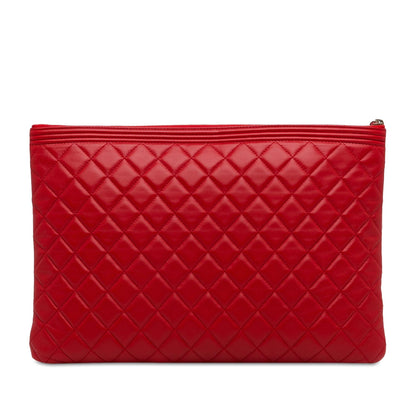 Chanel Large Lambskin Boy Zip Pouch (SHG-ZB17in)