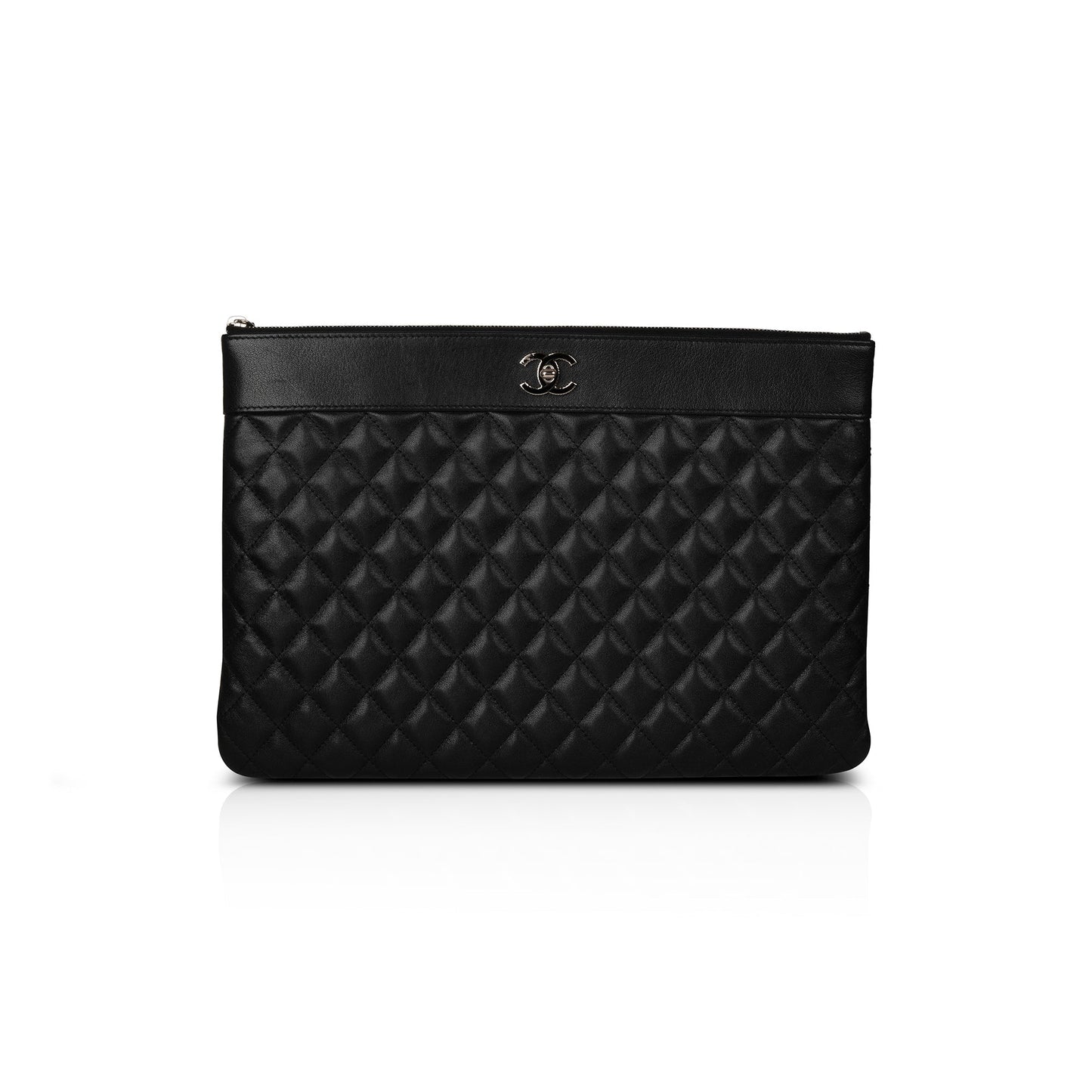 Chanel Large Mademoiselle Quilted Lambskin Leather O-Case Clutch