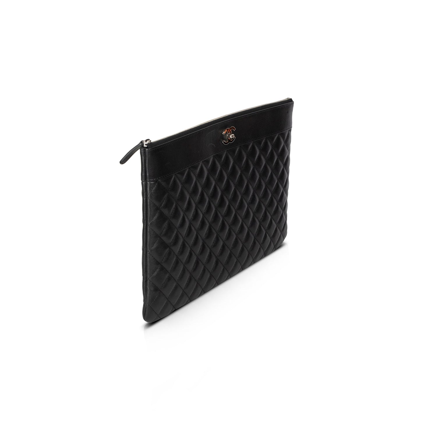 Chanel Large Mademoiselle Quilted Lambskin Leather O-Case Clutch
