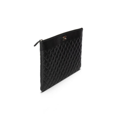 Chanel Large Mademoiselle Quilted Lambskin Leather O-Case Clutch
