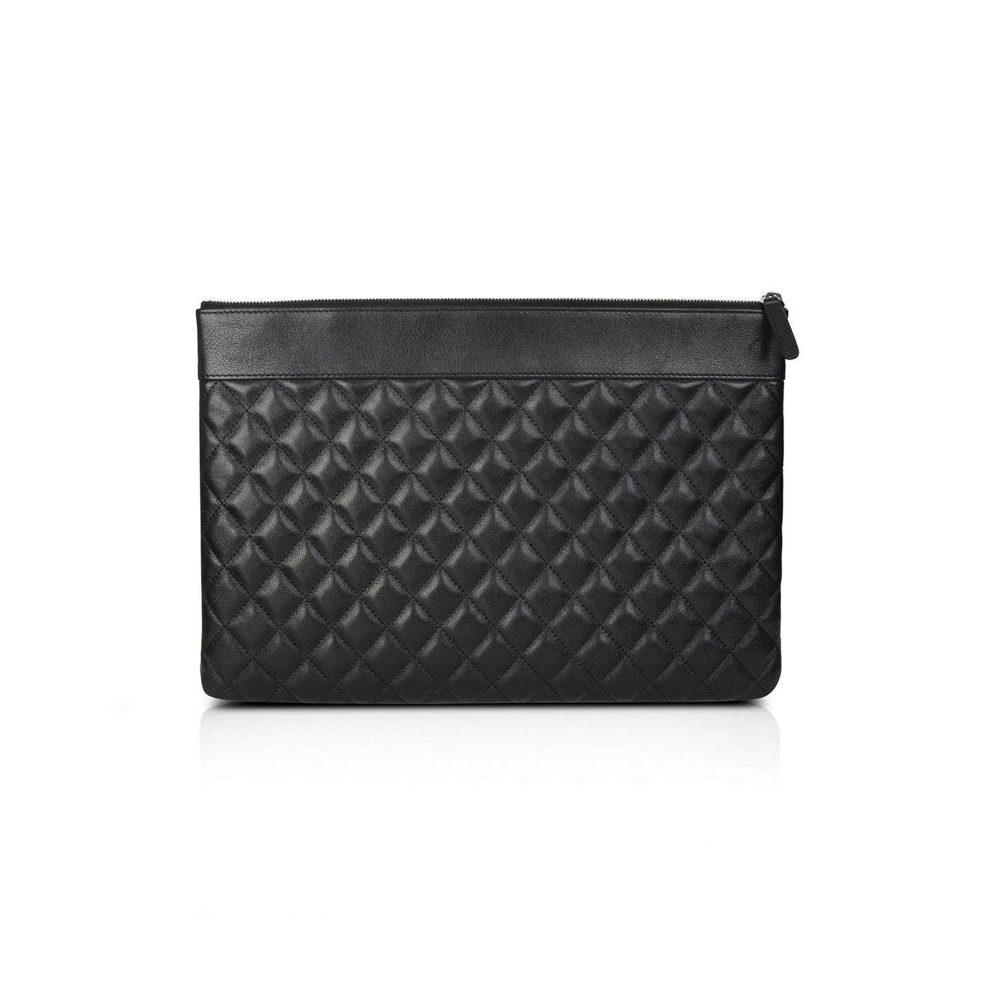 Chanel Large Mademoiselle Quilted Lambskin Leather O-Case Clutch