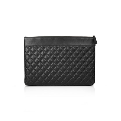 Chanel Large Mademoiselle Quilted Lambskin Leather O-Case Clutch