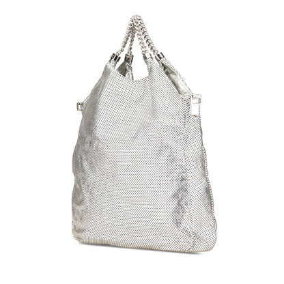 Chanel Large Metallic Glazed Calfskin Perforated Rodeo Drive Satchel