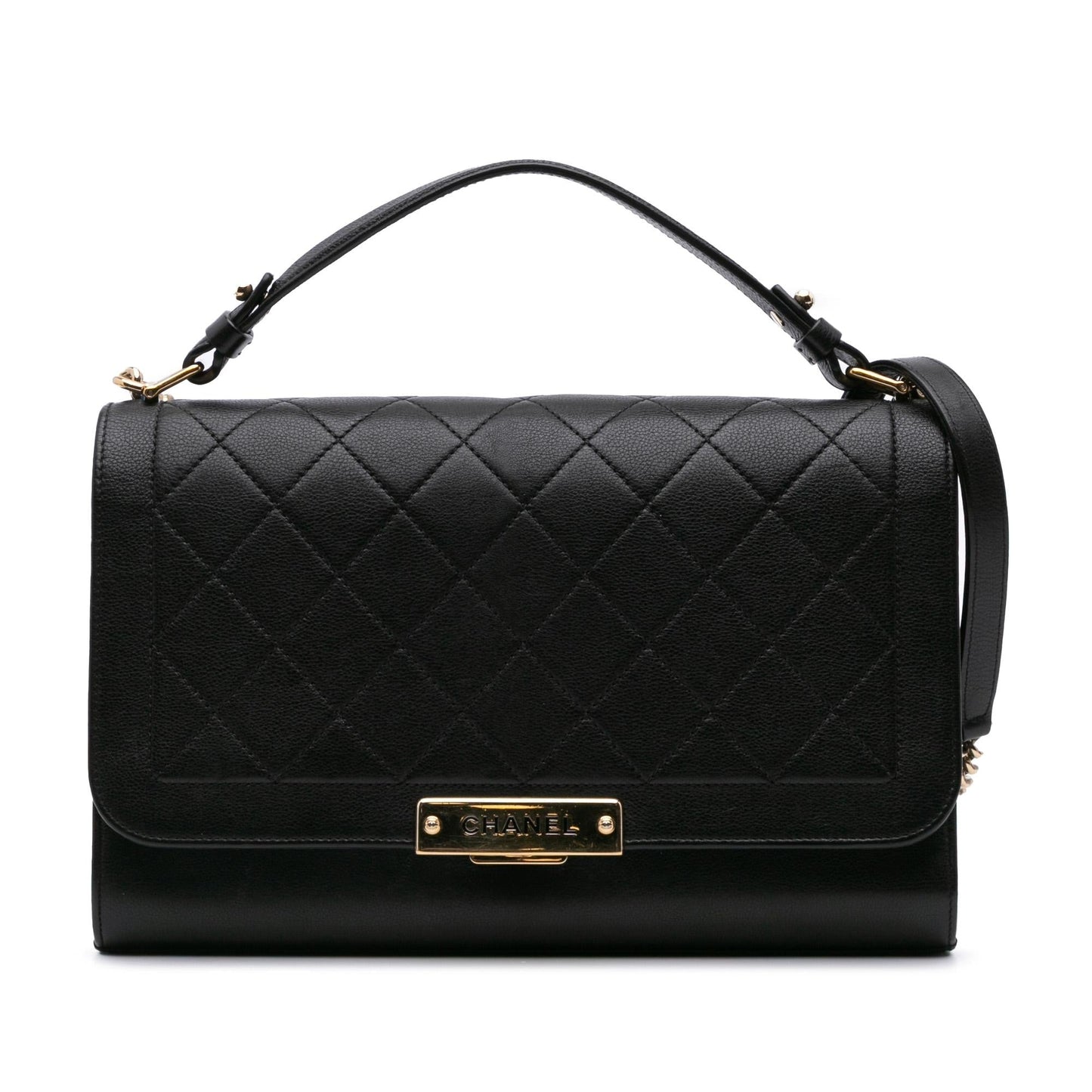 Chanel Large Quilted Calfskin Label Click Flap