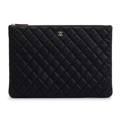 Chanel Large Quilted Caviar Leather O-Case Clutch