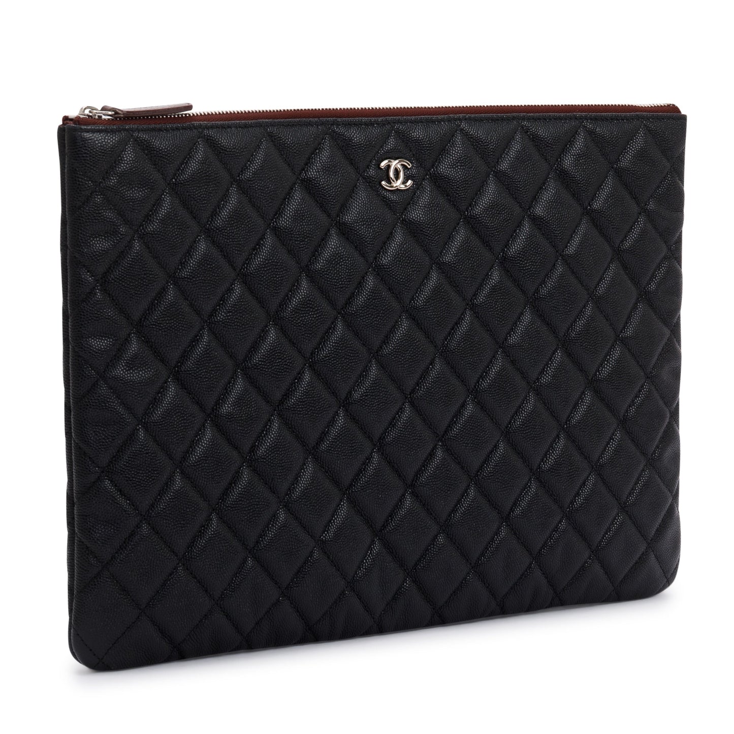 Chanel Large Quilted Caviar Leather O-Case Clutch