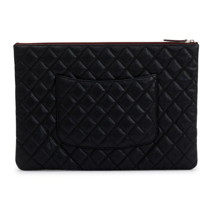 Chanel Large Quilted Caviar Leather O-Case Clutch
