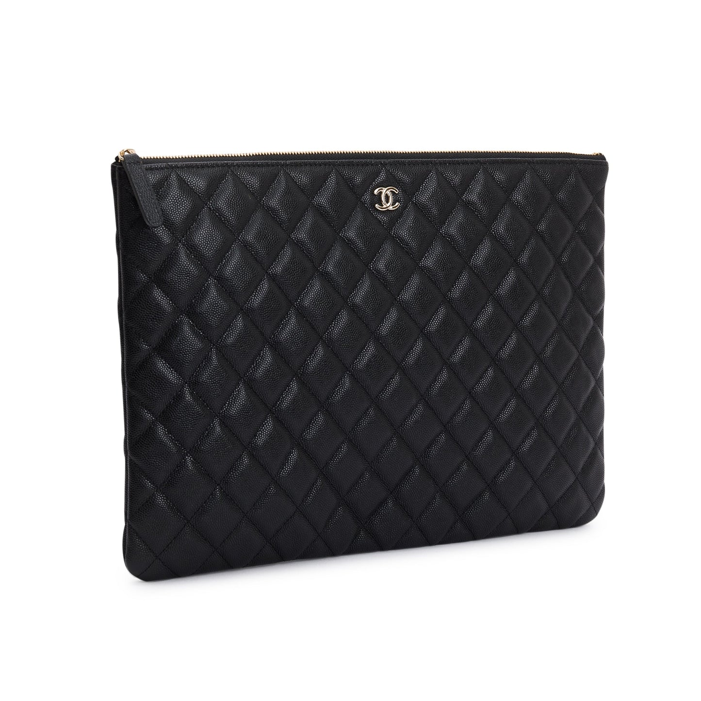 Chanel Large Quilted Caviar Leather O-Case Clutch