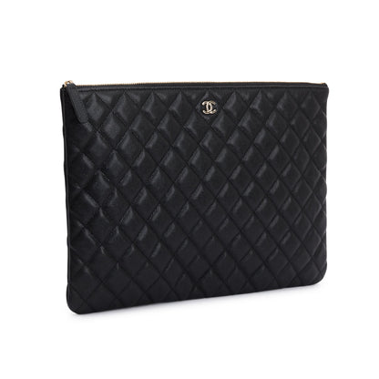 Chanel Large Quilted Caviar Leather O-Case Clutch