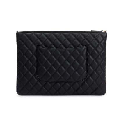 Chanel Large Quilted Caviar Leather O-Case Clutch