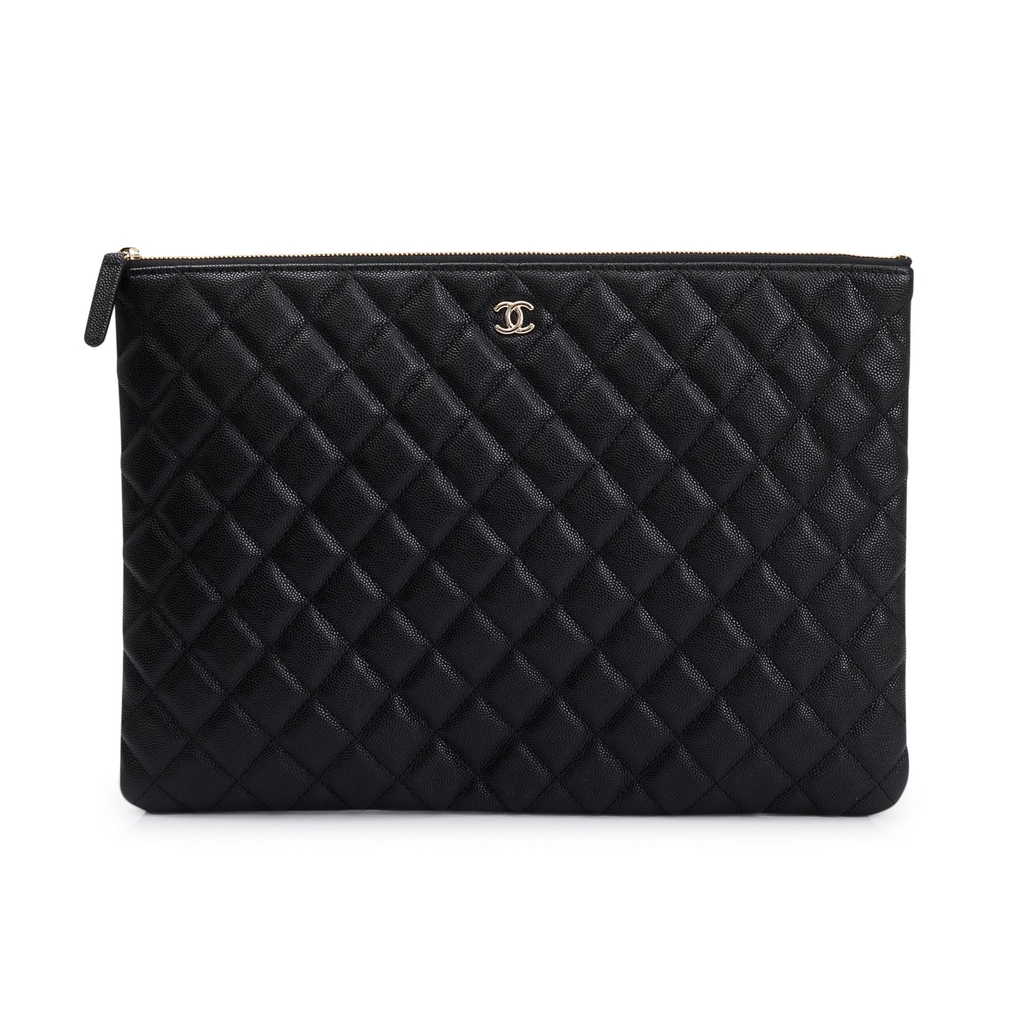 Chanel Large Quilted Caviar Leather O-Case Clutch