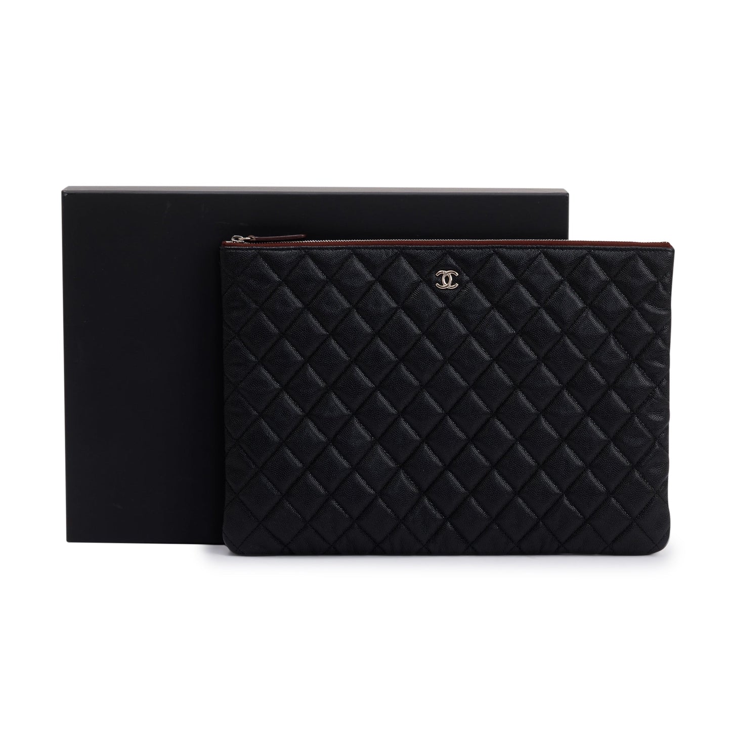Chanel Large Quilted Caviar Leather O-Case Clutch
