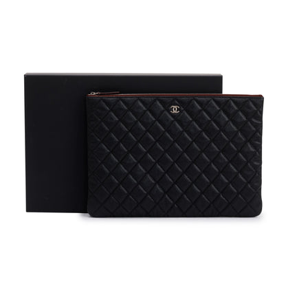Chanel Large Quilted Caviar Leather O-Case Clutch