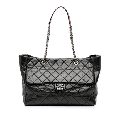 Chanel Large Quilted Glazed Calfskin Duo Color Tote