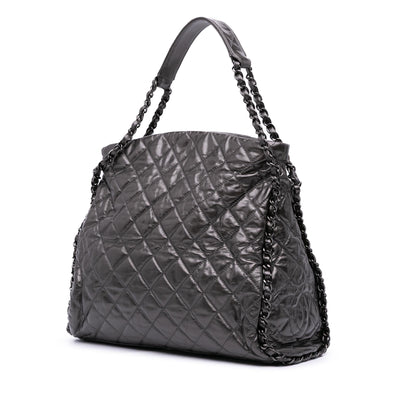 Chanel Large Quilted Metallic Calfskin Chain Me Hobo