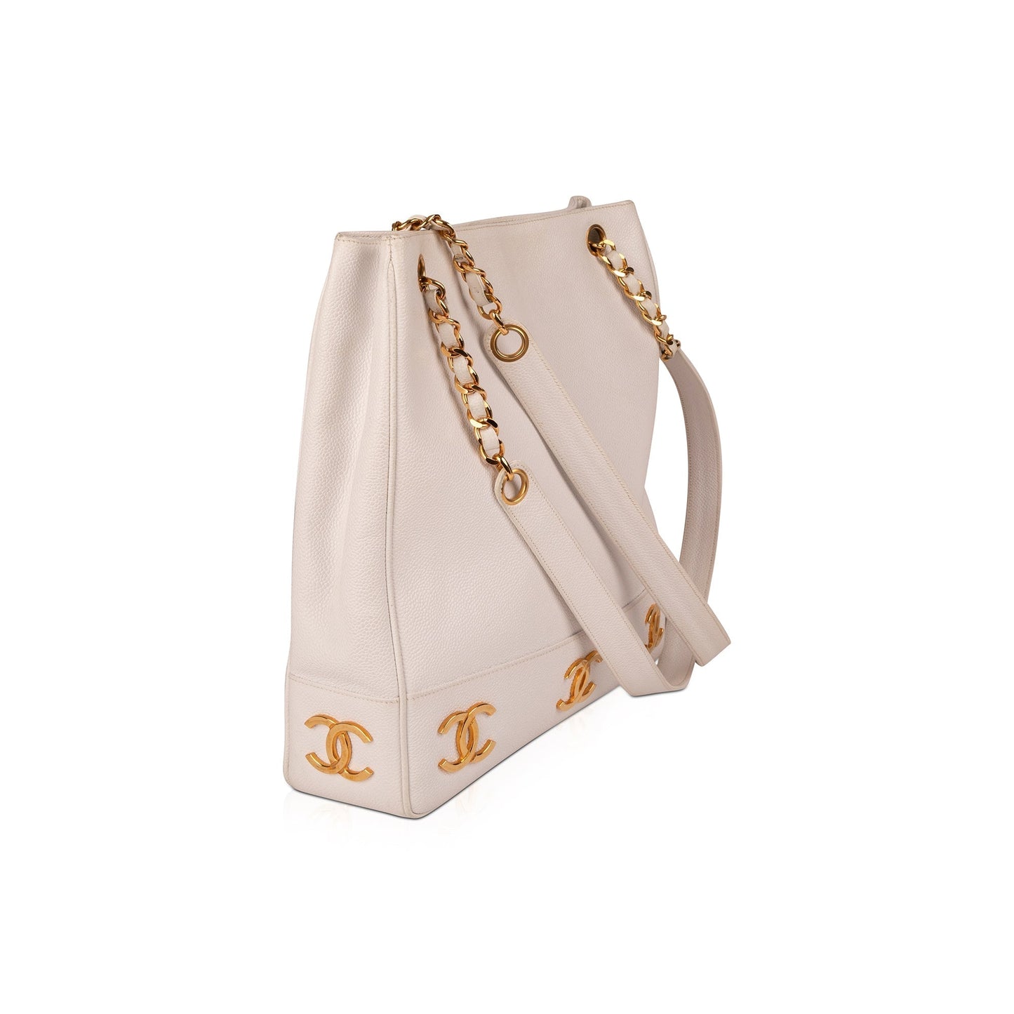 Chanel Large Vintage CC Caviar Leather Tote