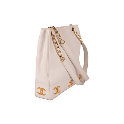 Chanel Large Vintage CC Caviar Leather Tote