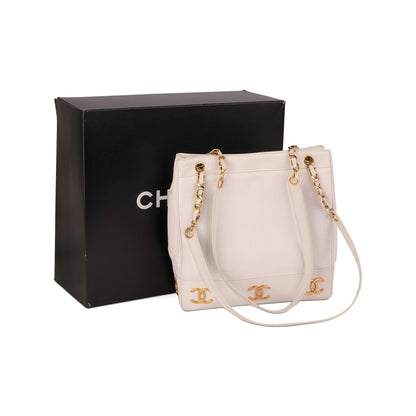 Chanel Large Vintage CC Caviar Leather Tote