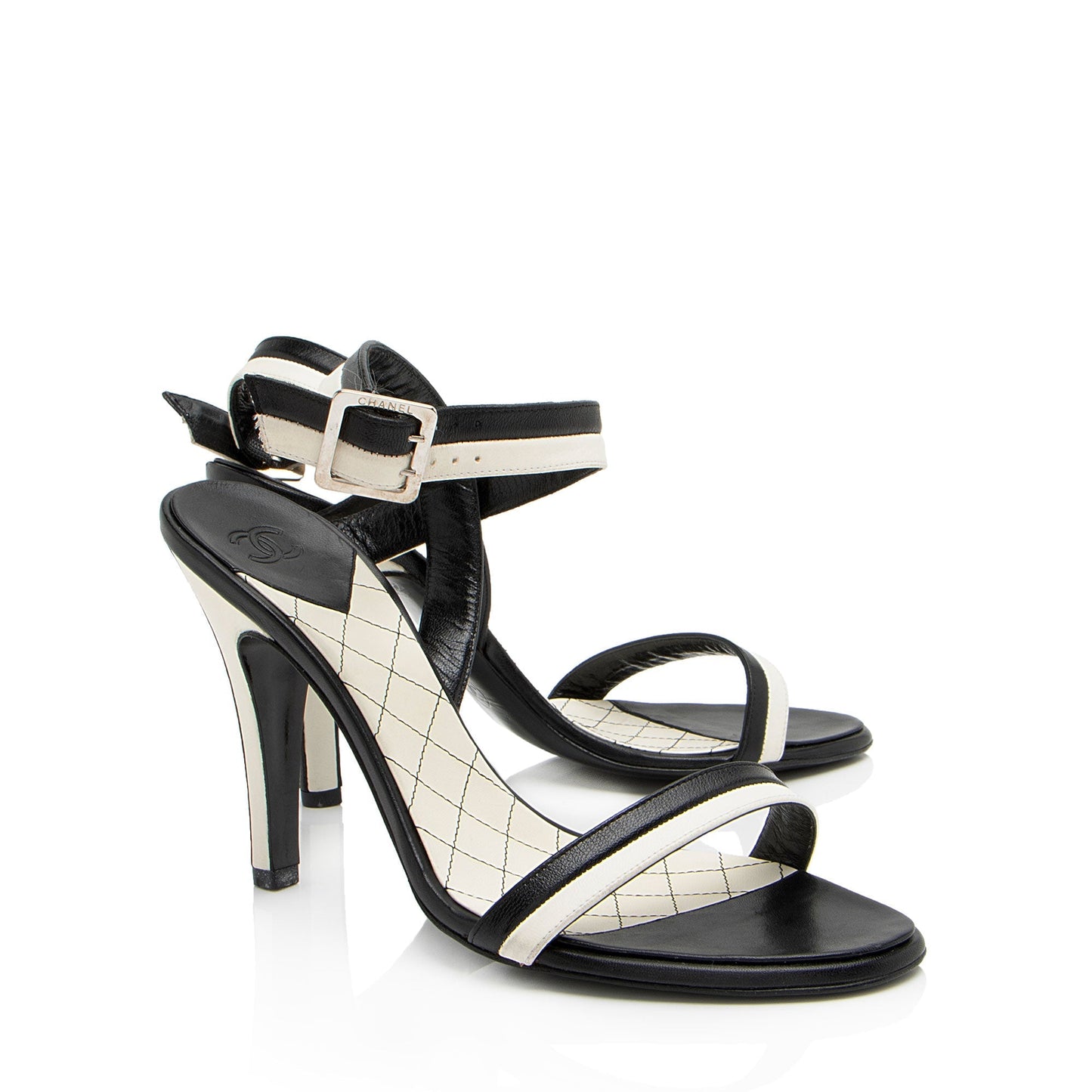 Chanel Bicolor Leather Wrap Sandals - Size 8.5 / 38.5