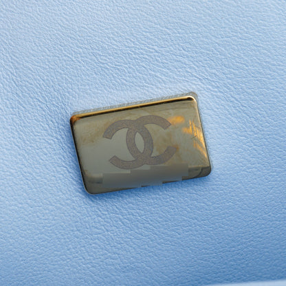 Chanel Light Blue Quilted Caviar Leather Classic Medium Double Flap Bag