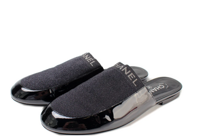 CHANEL PATENT MULES SLIDES