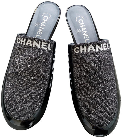 CHANEL PATENT MULES SLIDES
