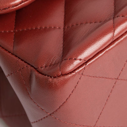 Chanel Maroon Lambskin Classic Jumbo Double Flap Bag