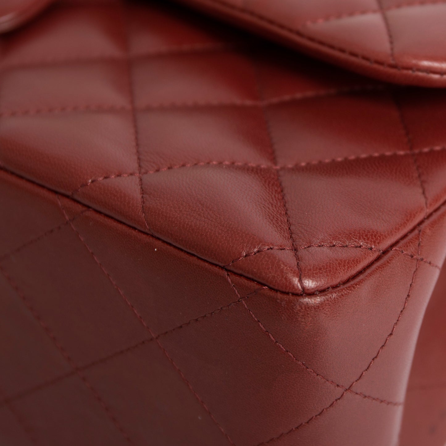Chanel Maroon Lambskin Classic Jumbo Double Flap Bag