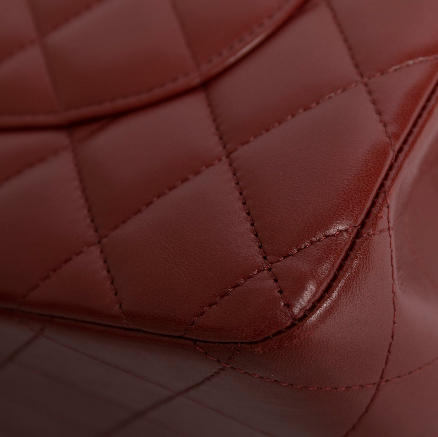Chanel Maroon Lambskin Classic Jumbo Double Flap Bag