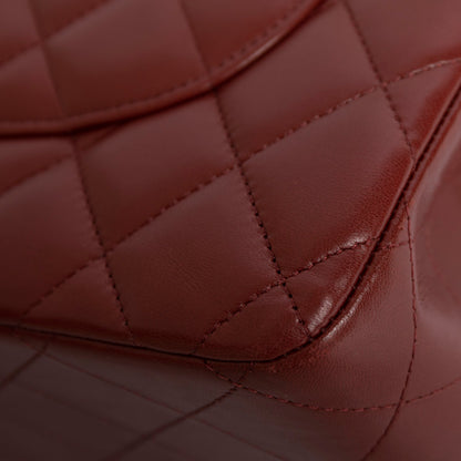 Chanel Maroon Lambskin Classic Jumbo Double Flap Bag
