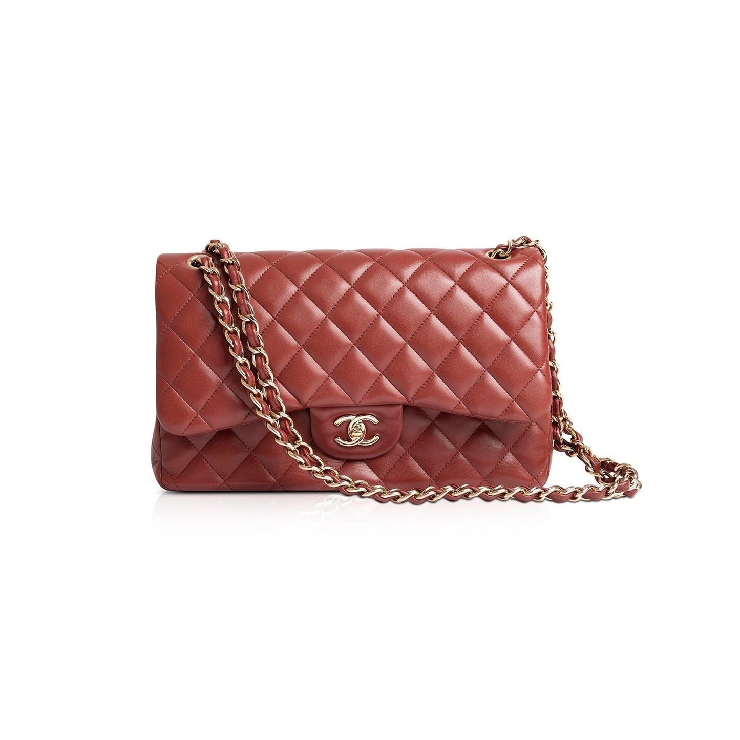 Chanel Maroon Lambskin Classic Jumbo Double Flap Bag